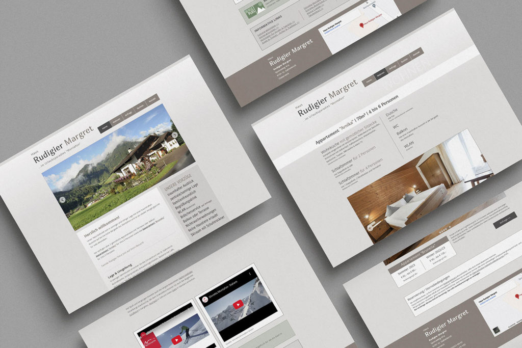 Referenzprojekt mit Mockup der Webseite vor dem neuen Design für Haus Rudigier Margret, St. Gallenkirch, Ferienwohnung