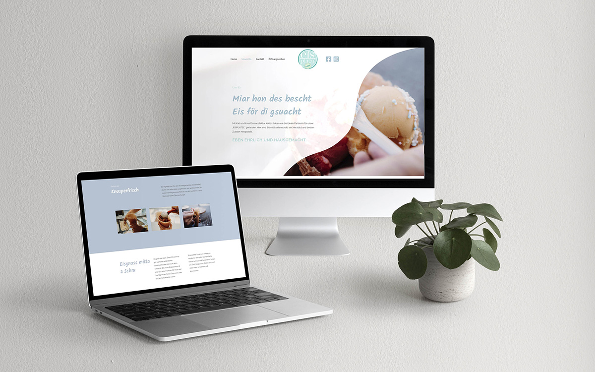 Referenzprojekt des Grafikatelier Montafon als Mockup Webseite für Eisplatzl Schruns