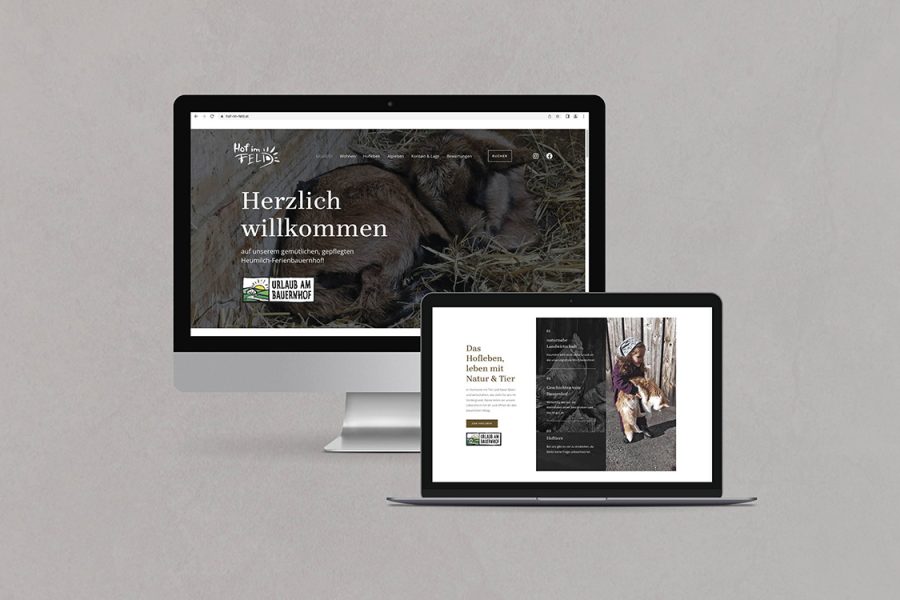 Referenzprojekt des Grafikatelier Montafon als Mockup Webseite für Hof im Feld, Urlaub am Bauernhof im Montafon, Schruns