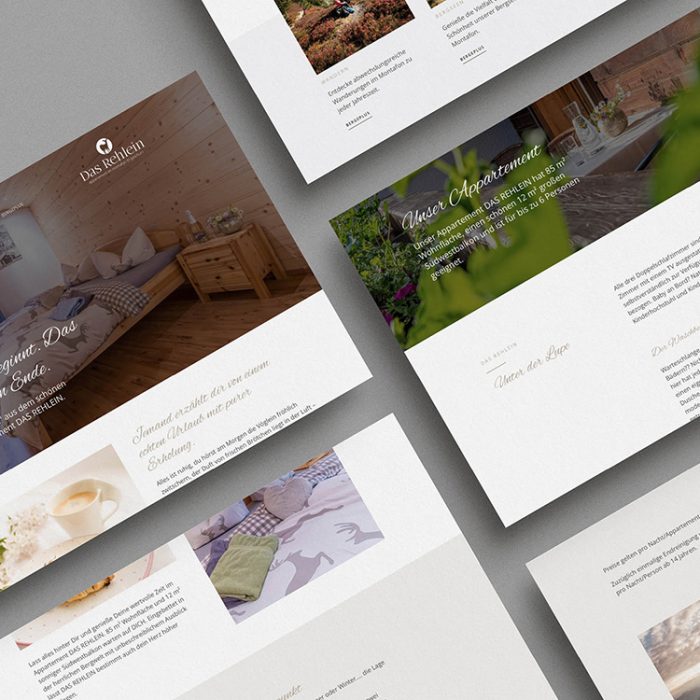 Referenzprojekt des Grafikatelier Montafon als Mockup Webseite für Appartement das Rehlein