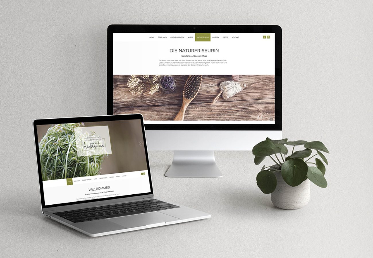 Referenzprojekt des Grafikatelier Montafon als Mockup Webseite für Kräuteratelier und Naturfriseur Nicole Beutel