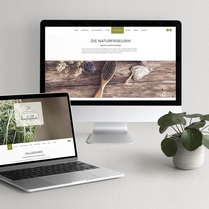 Referenzprojekt des Grafikatelier Montafon als Mockup Webseite für Kräuteratelier und Naturfriseur Nicole Beutel