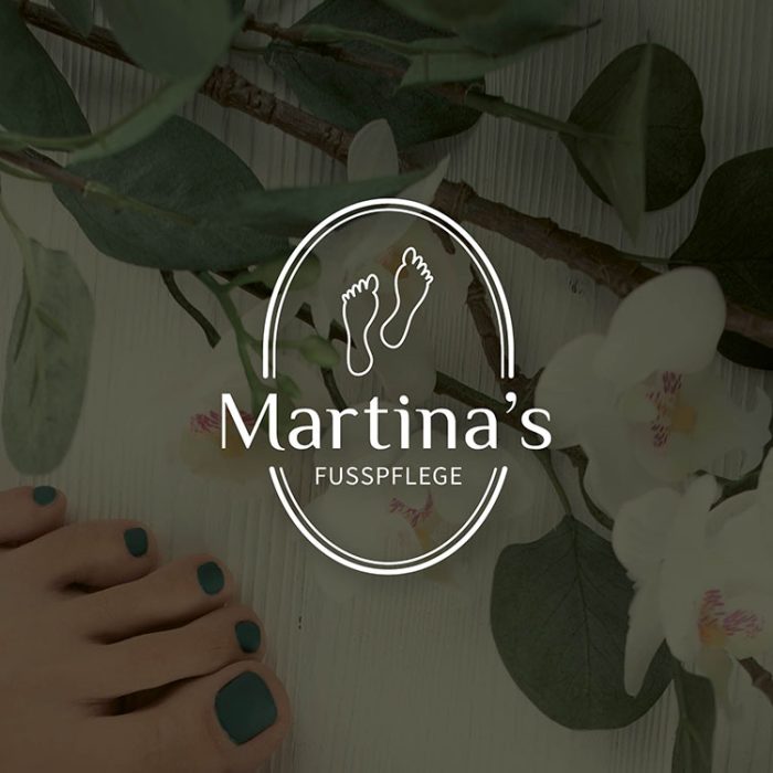 Referenzprojekt des Grafikatelier Montafon als Mockup Logo für Martinas Fußpflege Schruns